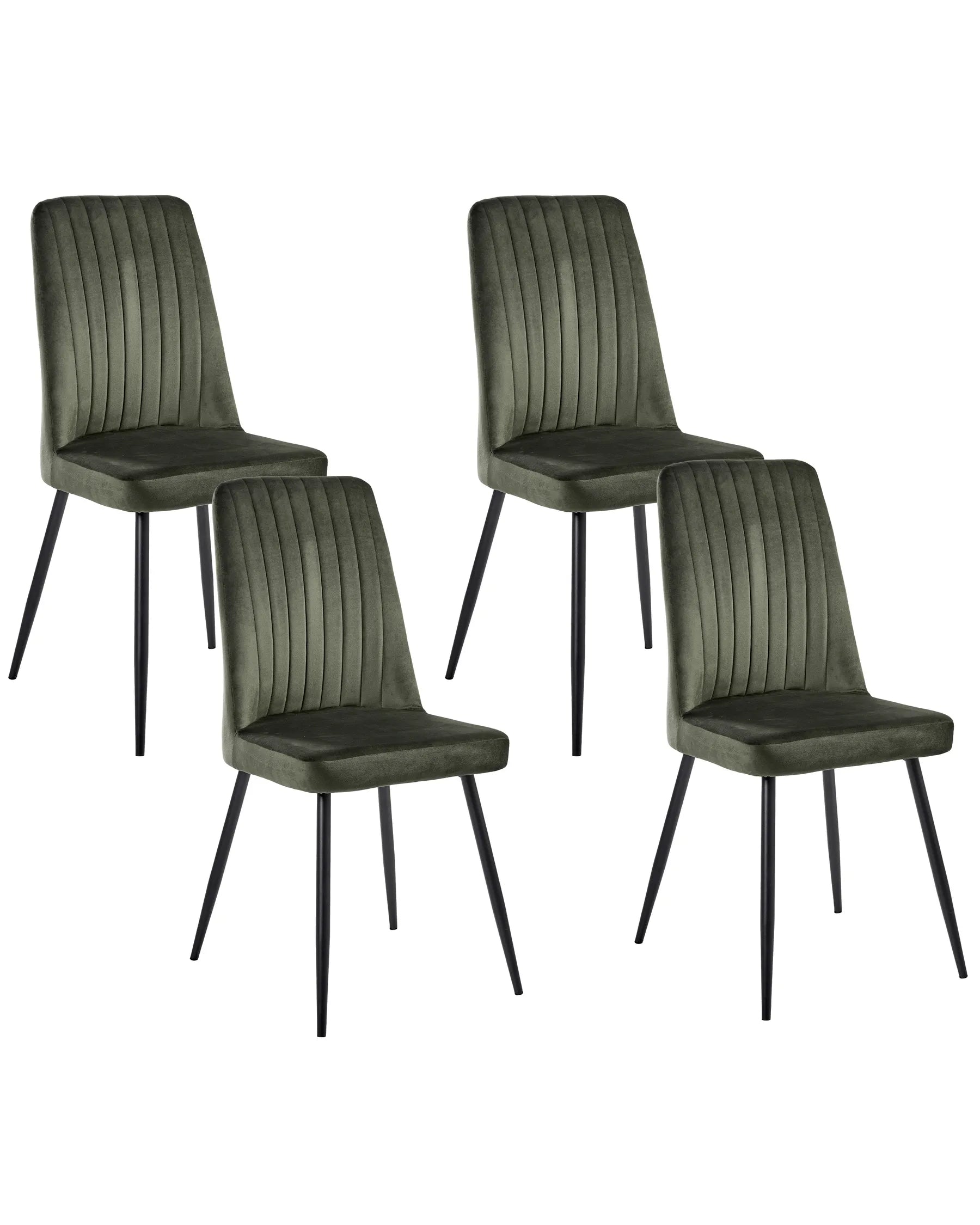 Set of 4 Dining Chairs KIRBY Velvet Dark Green