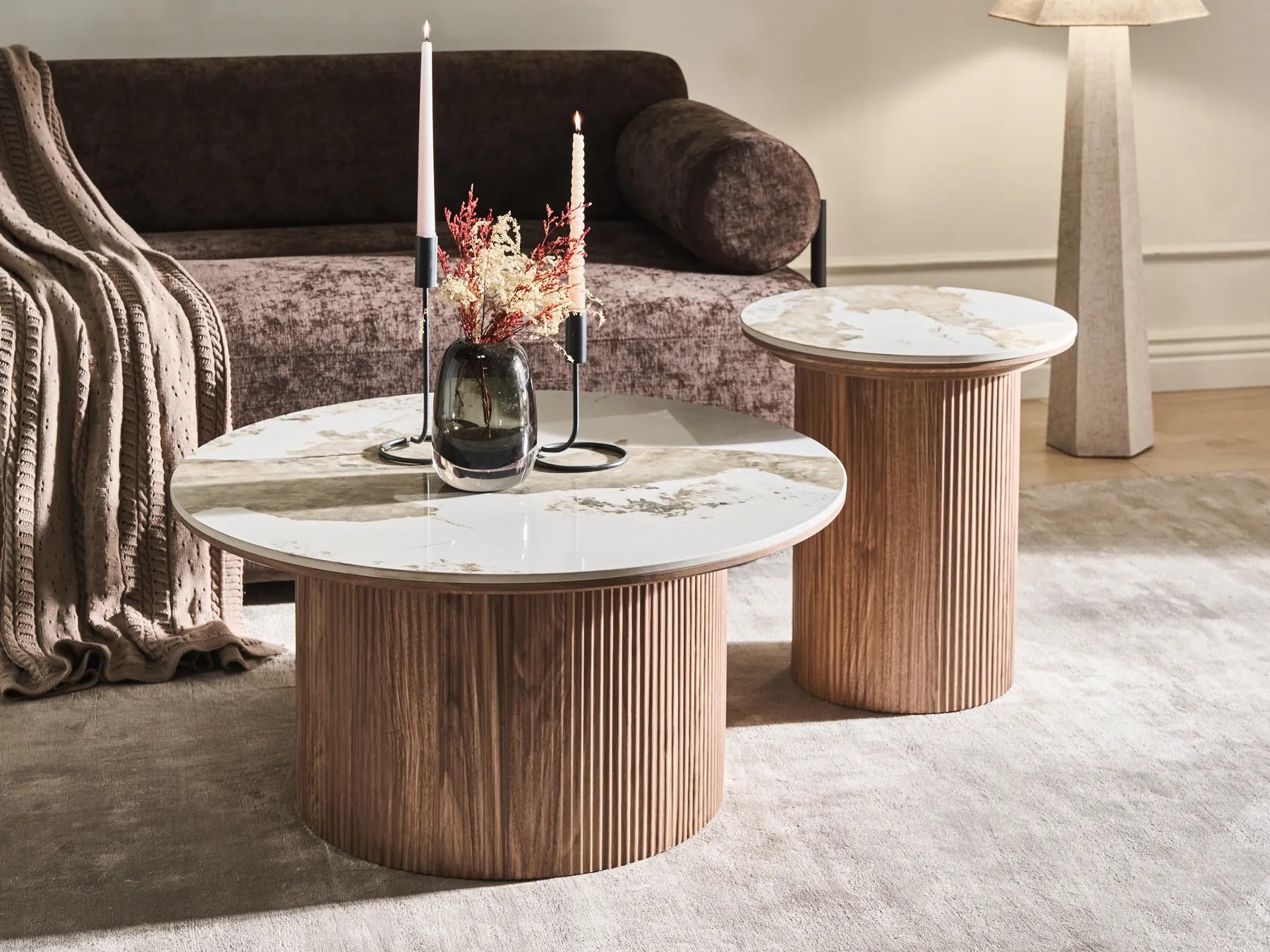Side Table DORA Ceramic Brown