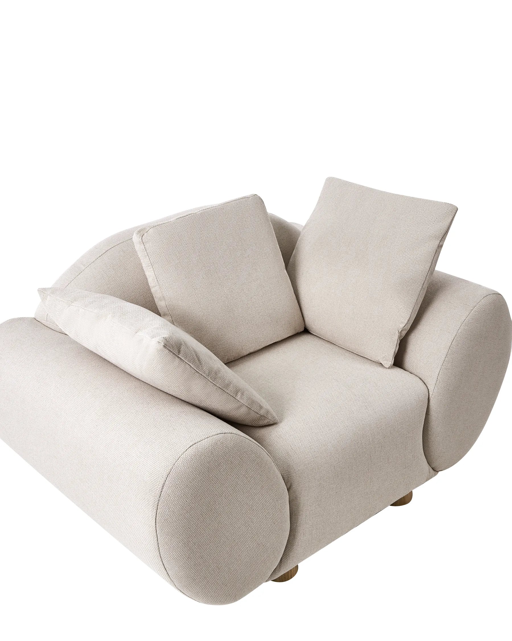 Armchair RINGEL with Cushions Fabric Light Beige