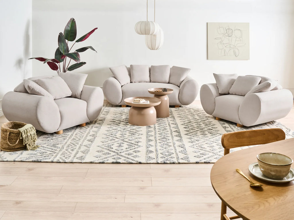 Armchair RINGEL with Cushions Fabric Light Beige