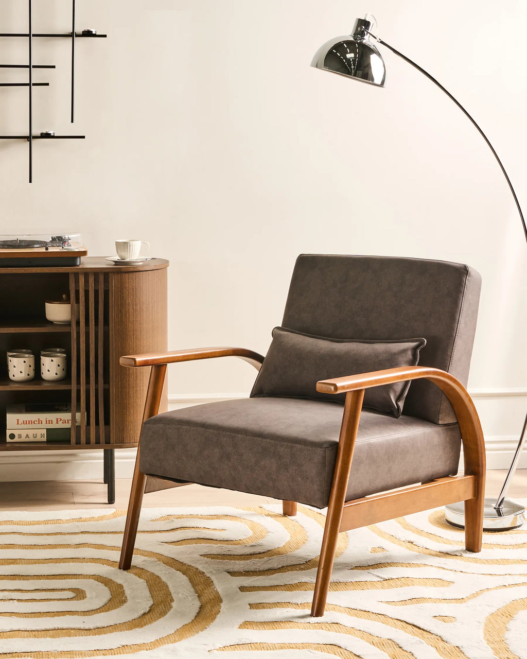 Armchair SKARA Faux Leather Dark Brown