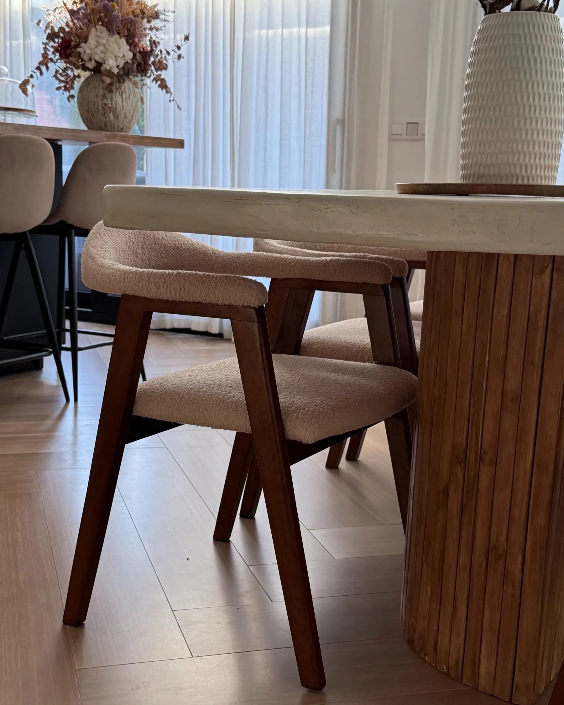 Set of 2 Dining Chairs ONECO Wood Dark Brown