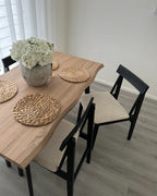 Set of 2 Dining Chairs ISLE Wood Black/ Beige