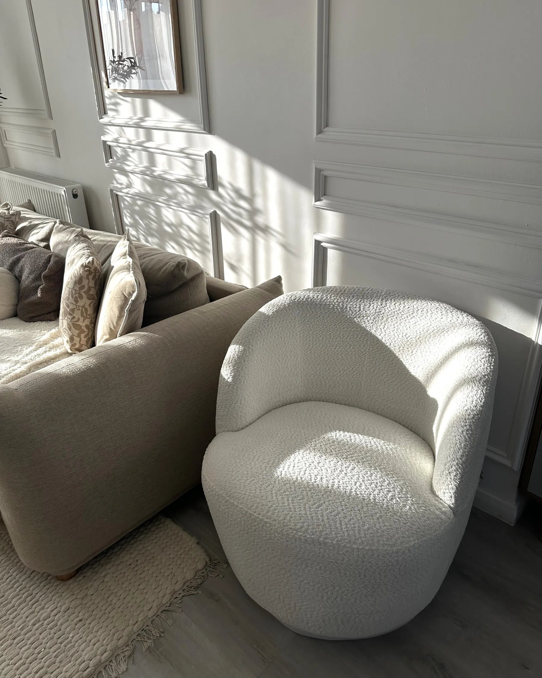 Swivel Armchair KUOLPA Chenille Off-White