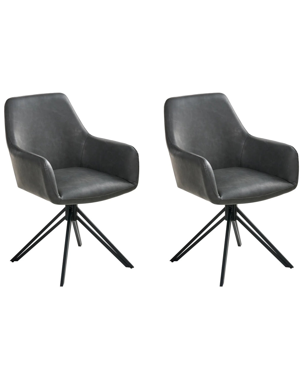 Set of 2 Dining Chairs Swivel SANSARC Faux Leather Black