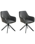 Set of 2 Dining Chairs Swivel SANSARC Faux Leather Black