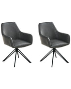 Set of 2 Dining Chairs Swivel SANSARC Faux Leather Black