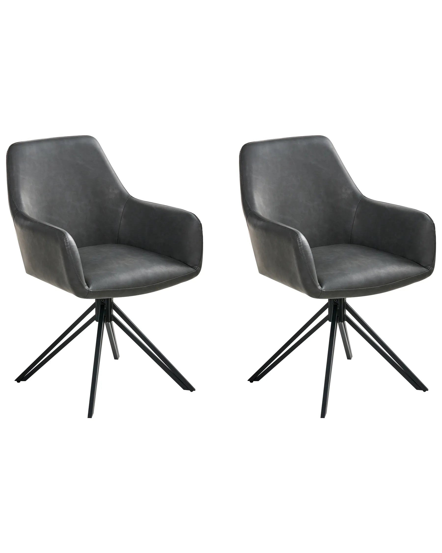 Set of 2 Dining Chairs Swivel SANSARC Faux Leather Black