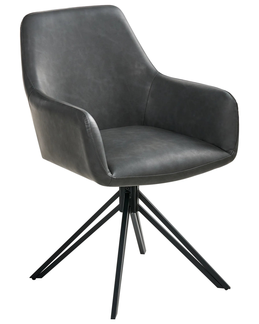 Set of 2 Dining Chairs Swivel SANSARC Faux Leather Black