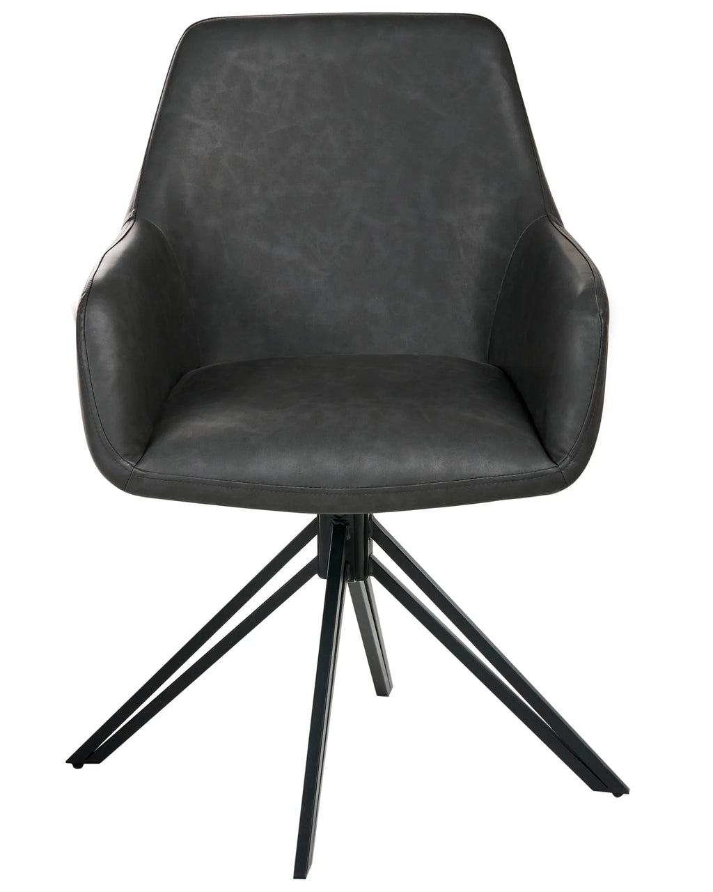 Set of 2 Dining Chairs Swivel SANSARC Faux Leather Black
