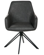 Set of 2 Dining Chairs Swivel SANSARC Faux Leather Black