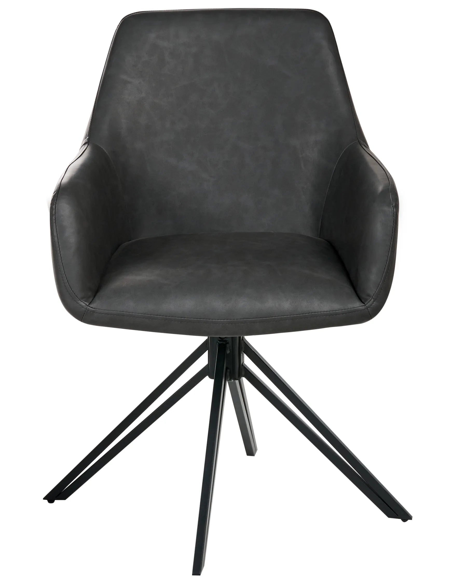 Set of 2 Dining Chairs Swivel SANSARC Faux Leather Black