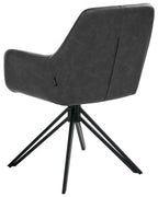 Set of 2 Dining Chairs Swivel SANSARC Faux Leather Black