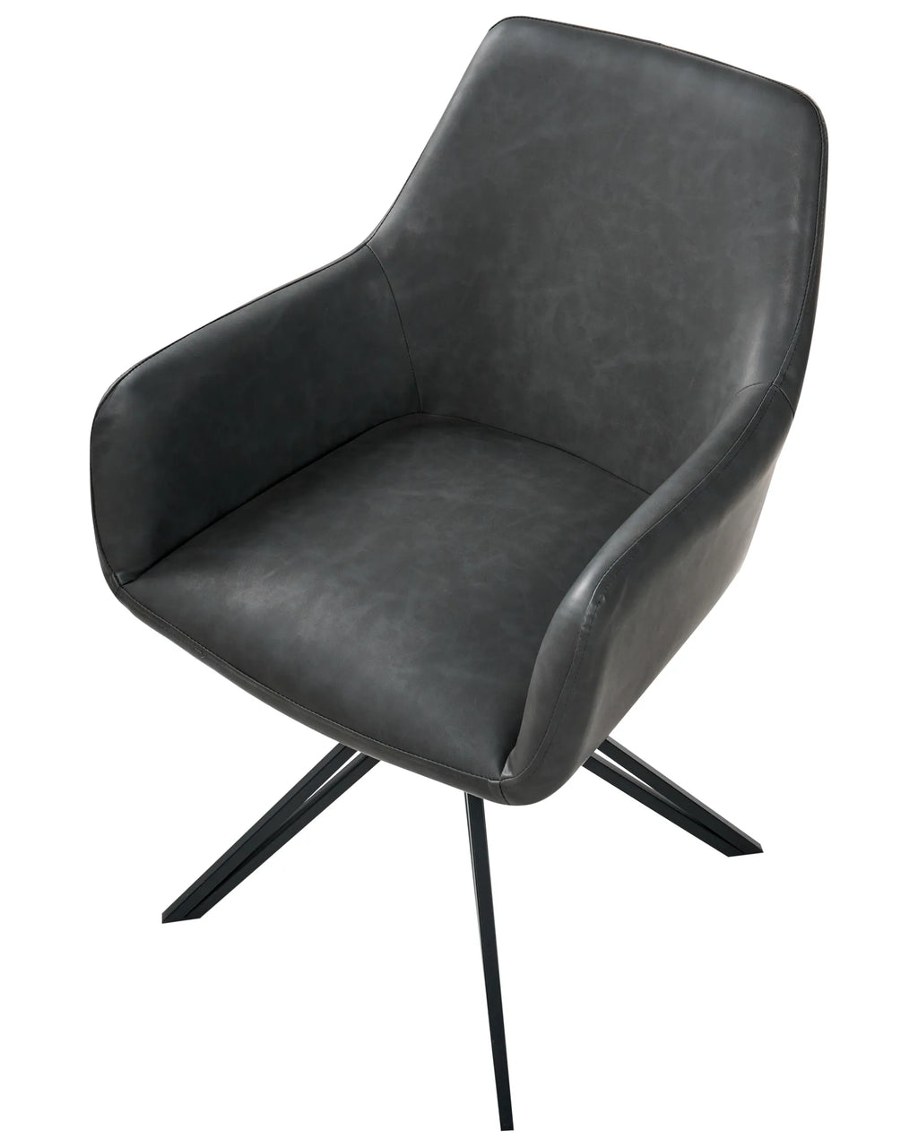 Set of 2 Dining Chairs Swivel SANSARC Faux Leather Black