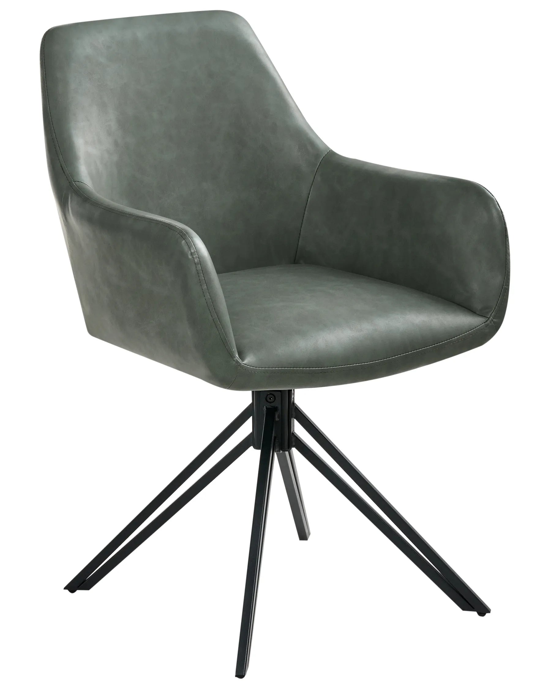 Set of 2 Dining Chairs SANSARC Faux Leather Dark Green
