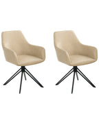 Set of 2 Dining Chairs SANSARC Faux Leather Beige