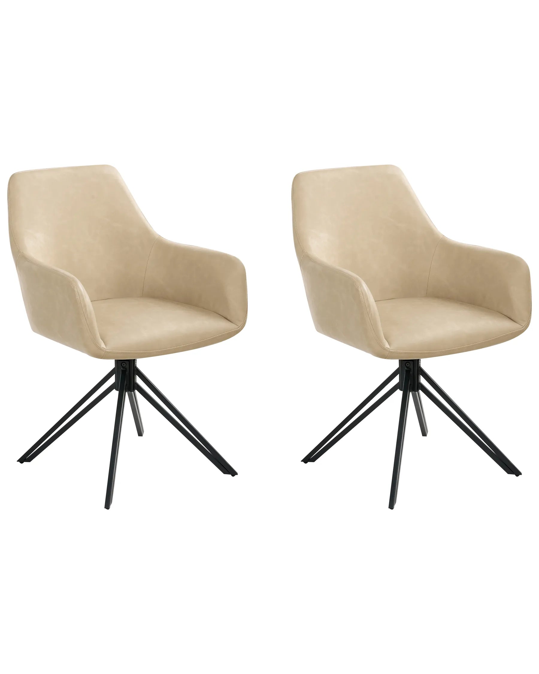 Set of 2 Dining Chairs SANSARC Faux Leather Beige