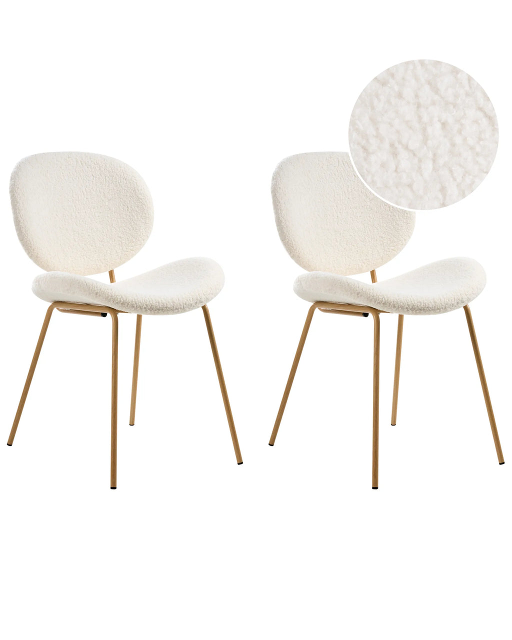 Set of 2 Dining Chairs LUANA Boucle White