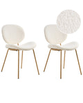 Set of 2 Dining Chairs LUANA Boucle White