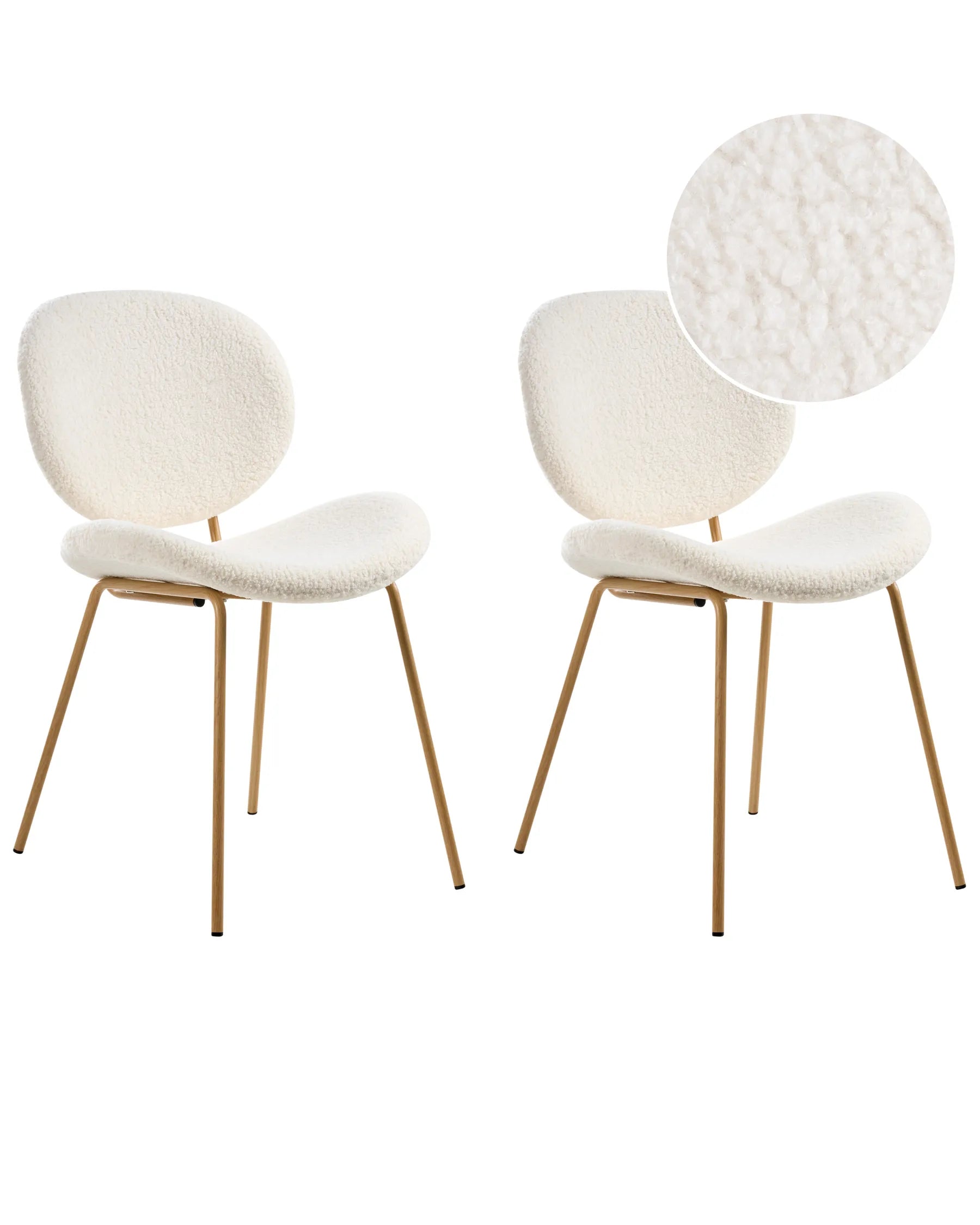 Set of 2 Dining Chairs LUANA Boucle White