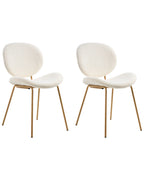 Set of 2 Dining Chairs LUANA Boucle White