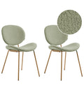 Set of 2 Dining Chairs LUANA Boucle Light Green