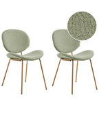 Set of 2 Dining Chairs LUANA Boucle Light Green