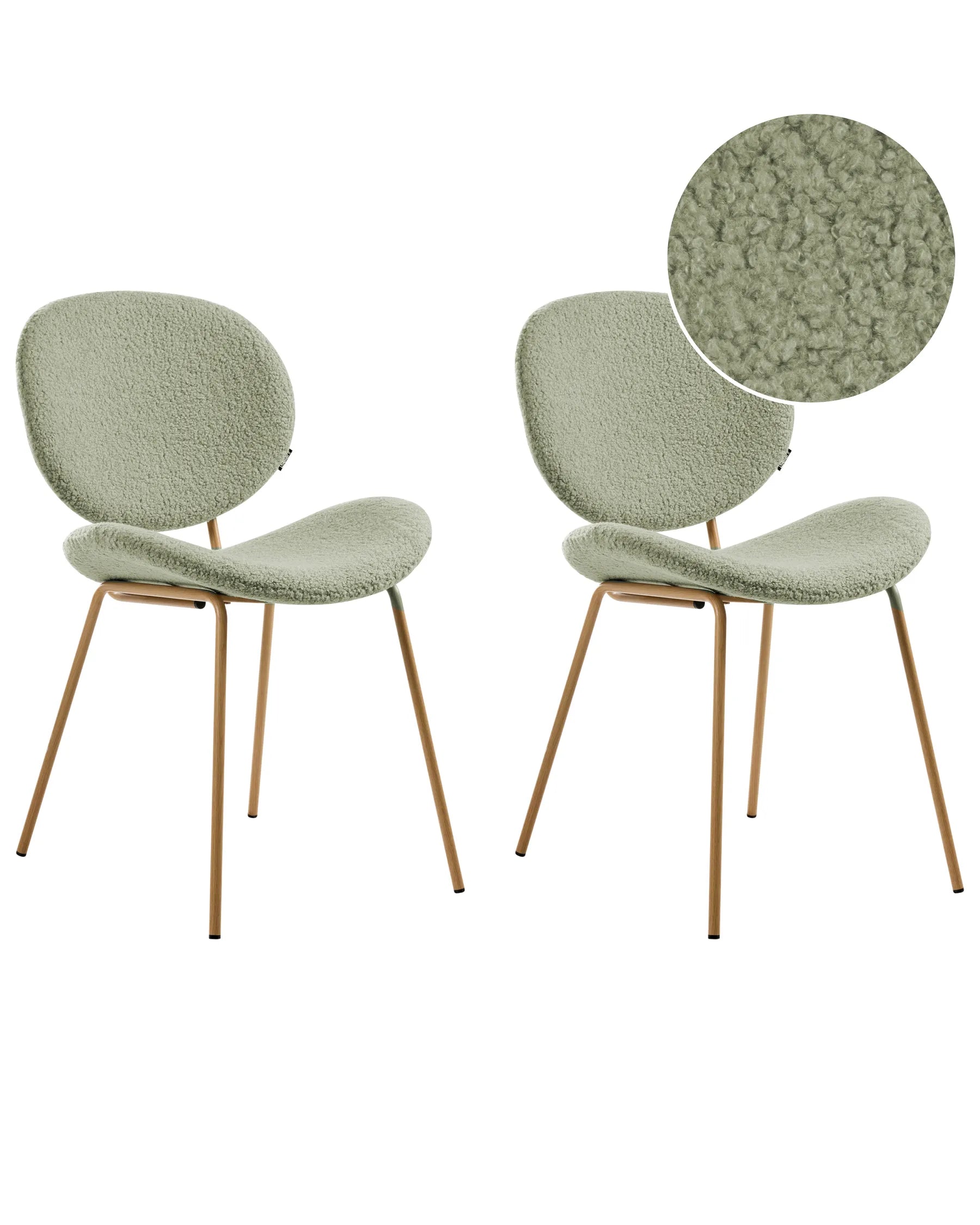 Set of 2 Dining Chairs LUANA Boucle Light Green