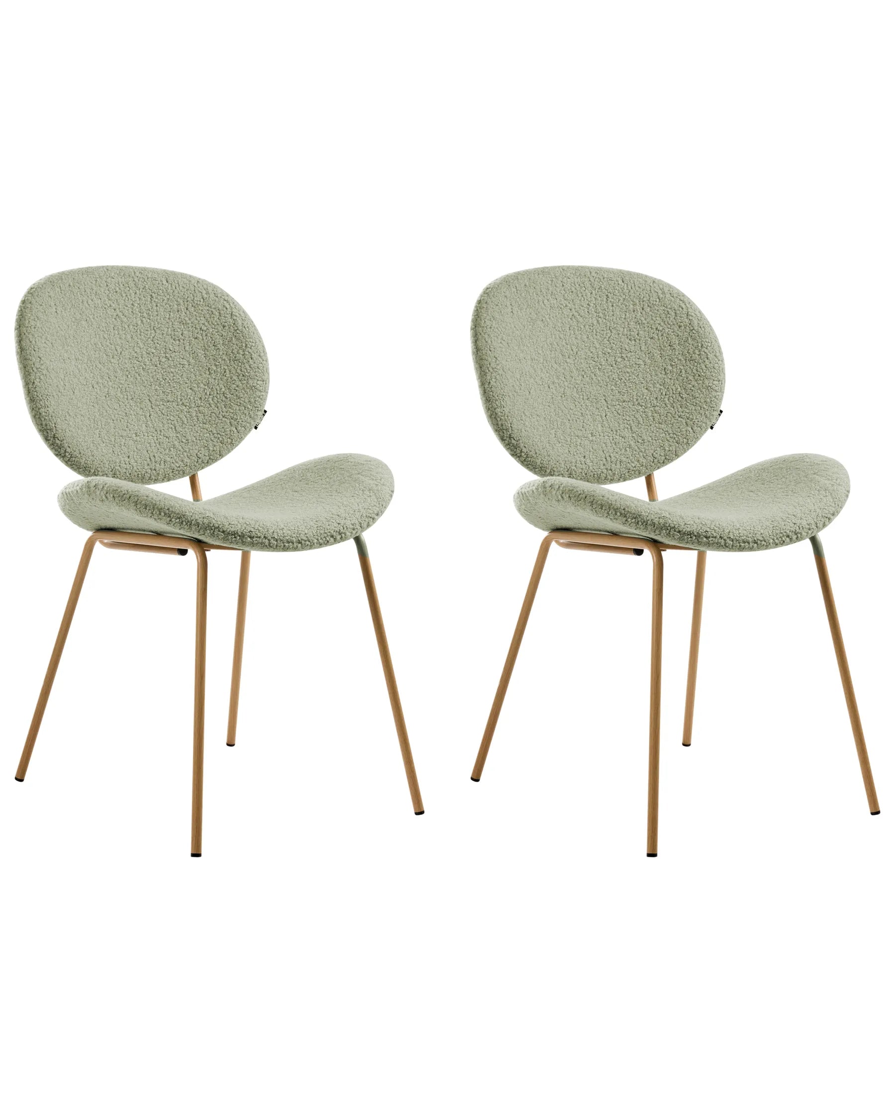 Set of 2 Dining Chairs LUANA Boucle Light Green