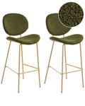 Set of 2 Bar Chairs LUANA Boucle Dark Green