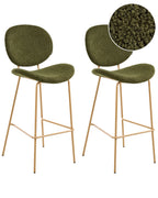 Set of 2 Bar Chairs LUANA Boucle Dark Green