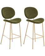 Set of 2 Bar Chairs LUANA Boucle Dark Green