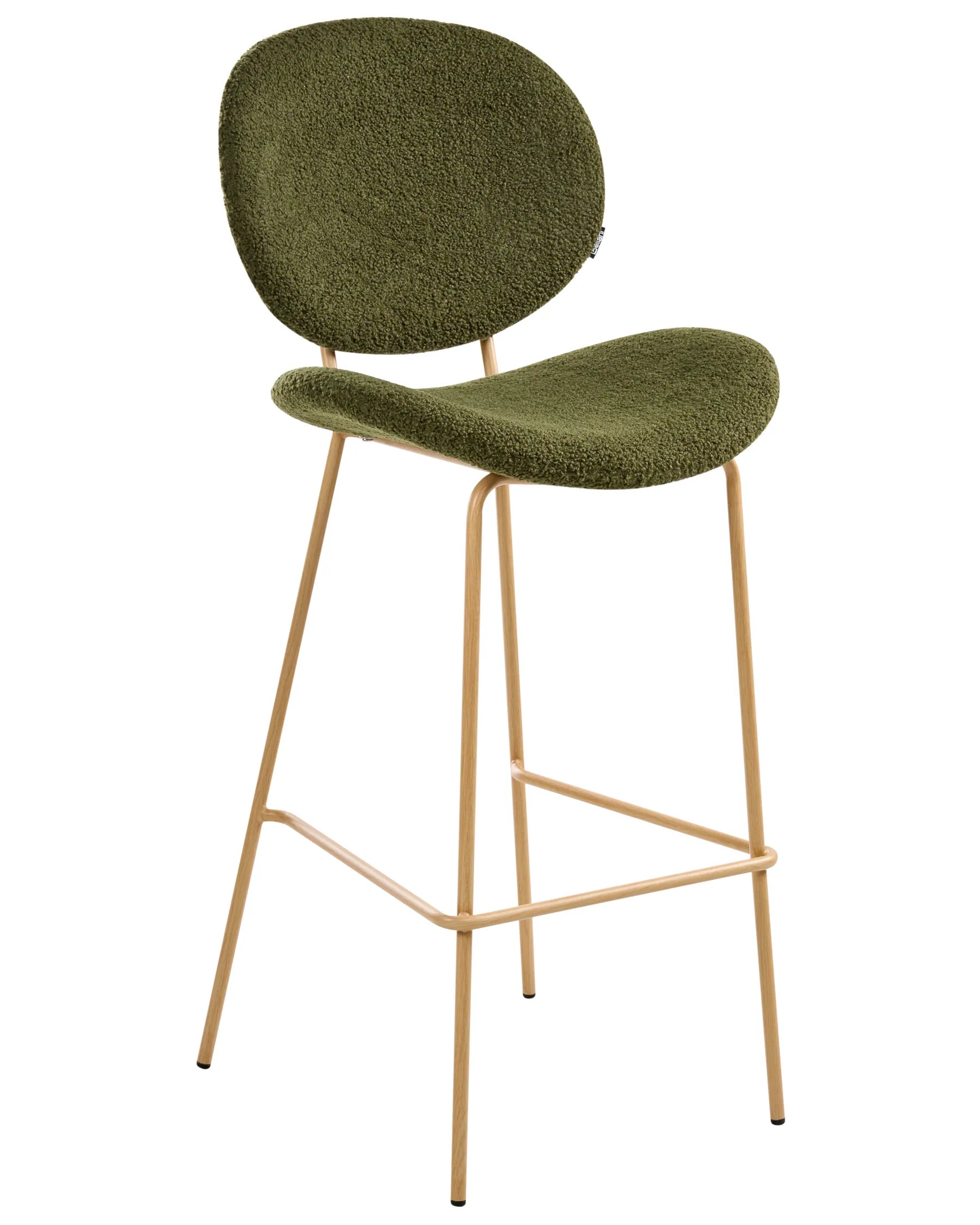 Set of 2 Bar Chairs LUANA Boucle Dark Green