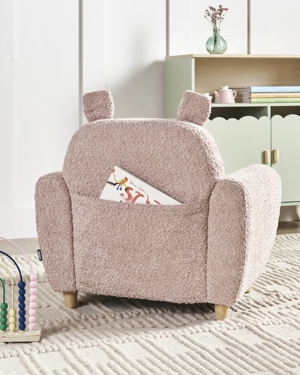 Kids Armchair Hippo MARIBO Boucle Pastel Pink