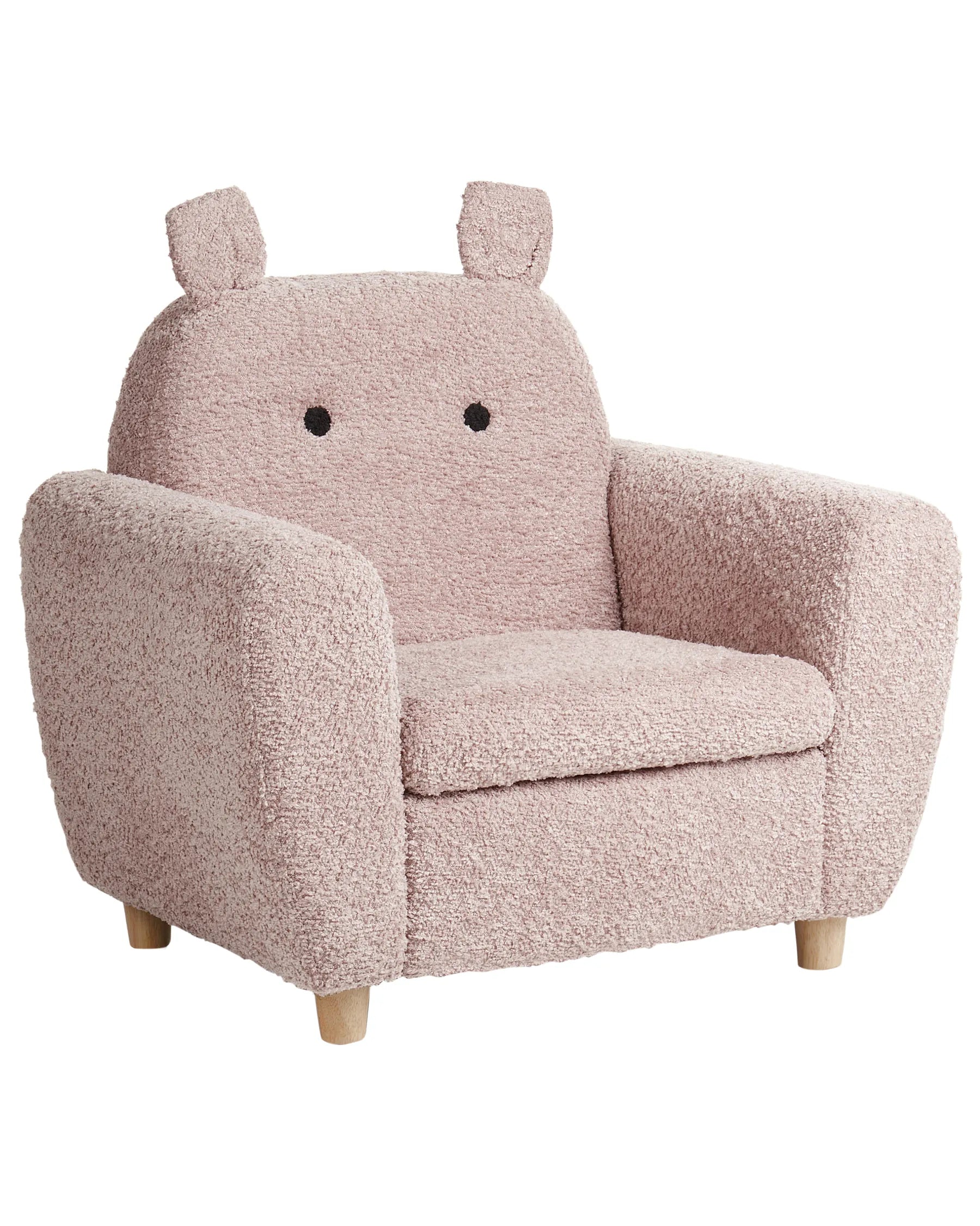 Kids Armchair Hippo MARIBO Boucle Pastel Pink