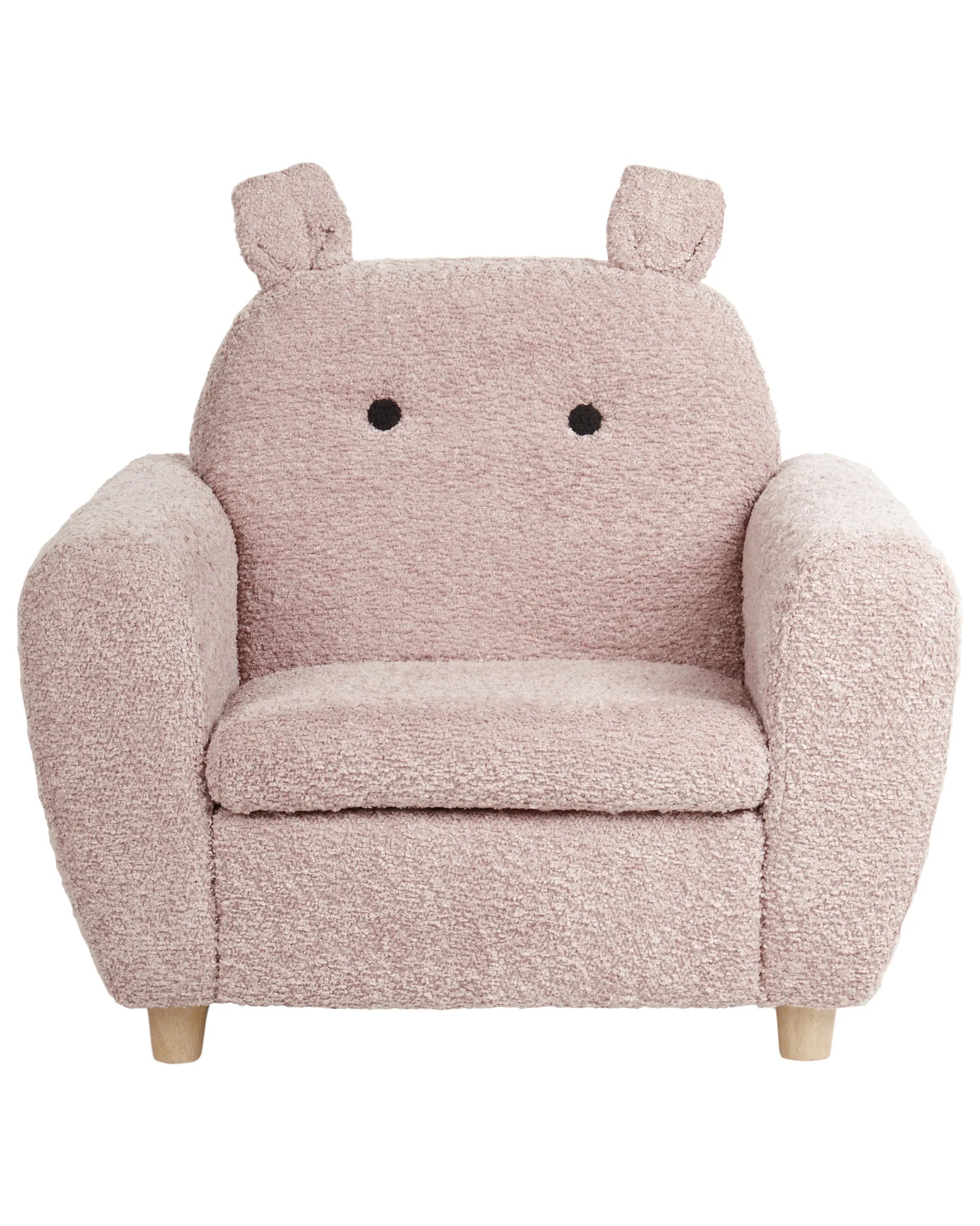 Kids Armchair Hippo MARIBO Boucle Pastel Pink