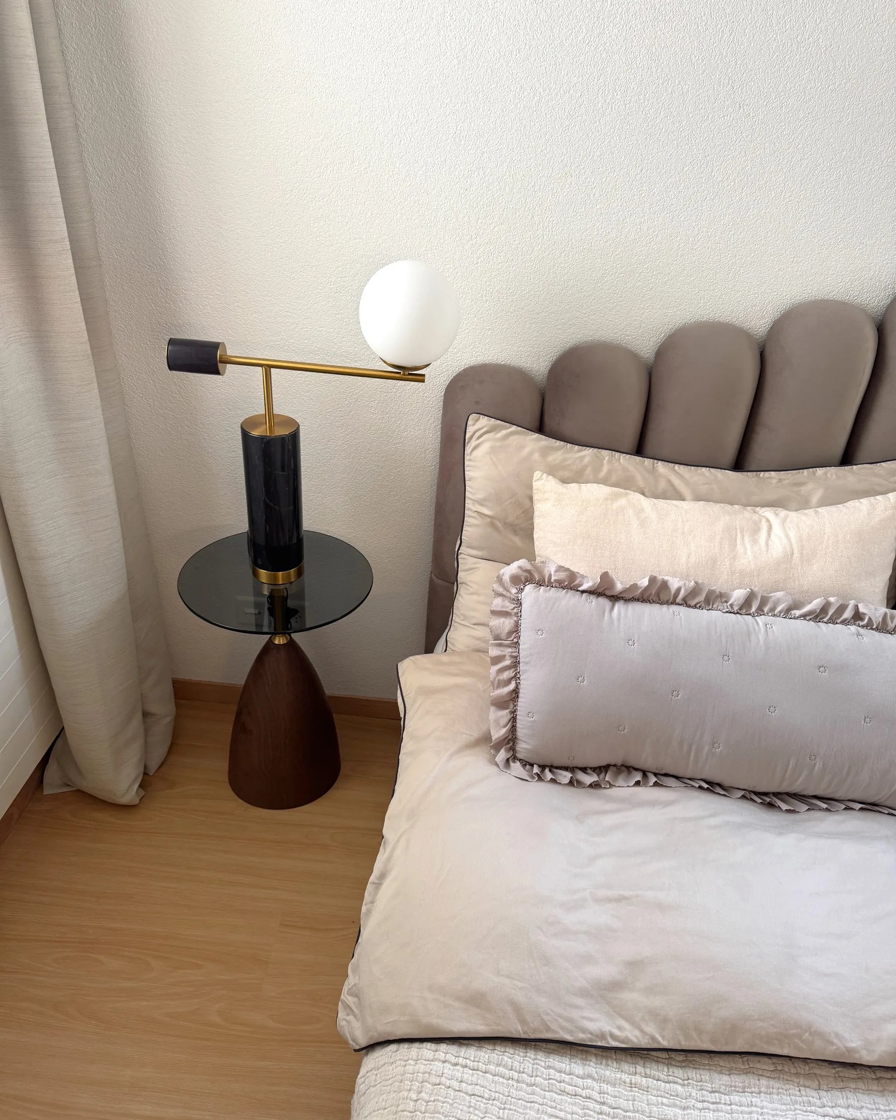 Side Table WALLIS Tempered Glass Brown/ Black