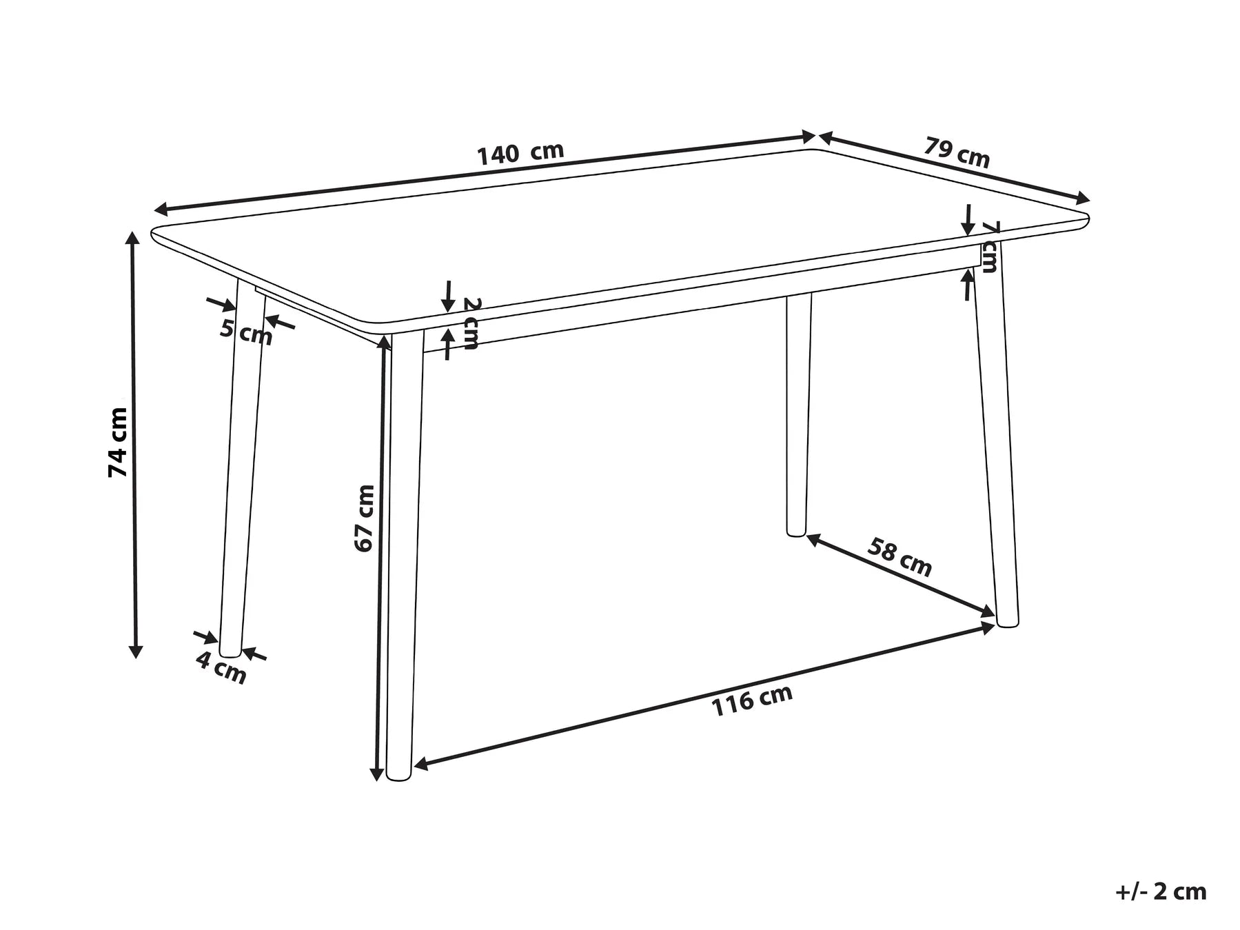 Dining Table ELVYN Light Oak 140 cm 80 cm
