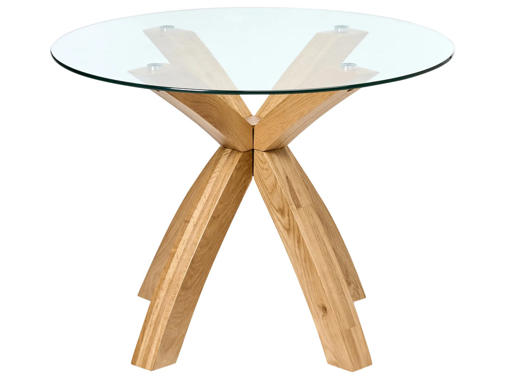 Dining Table YAPP Light Brown 100 cm 100 cm Tempered Glass