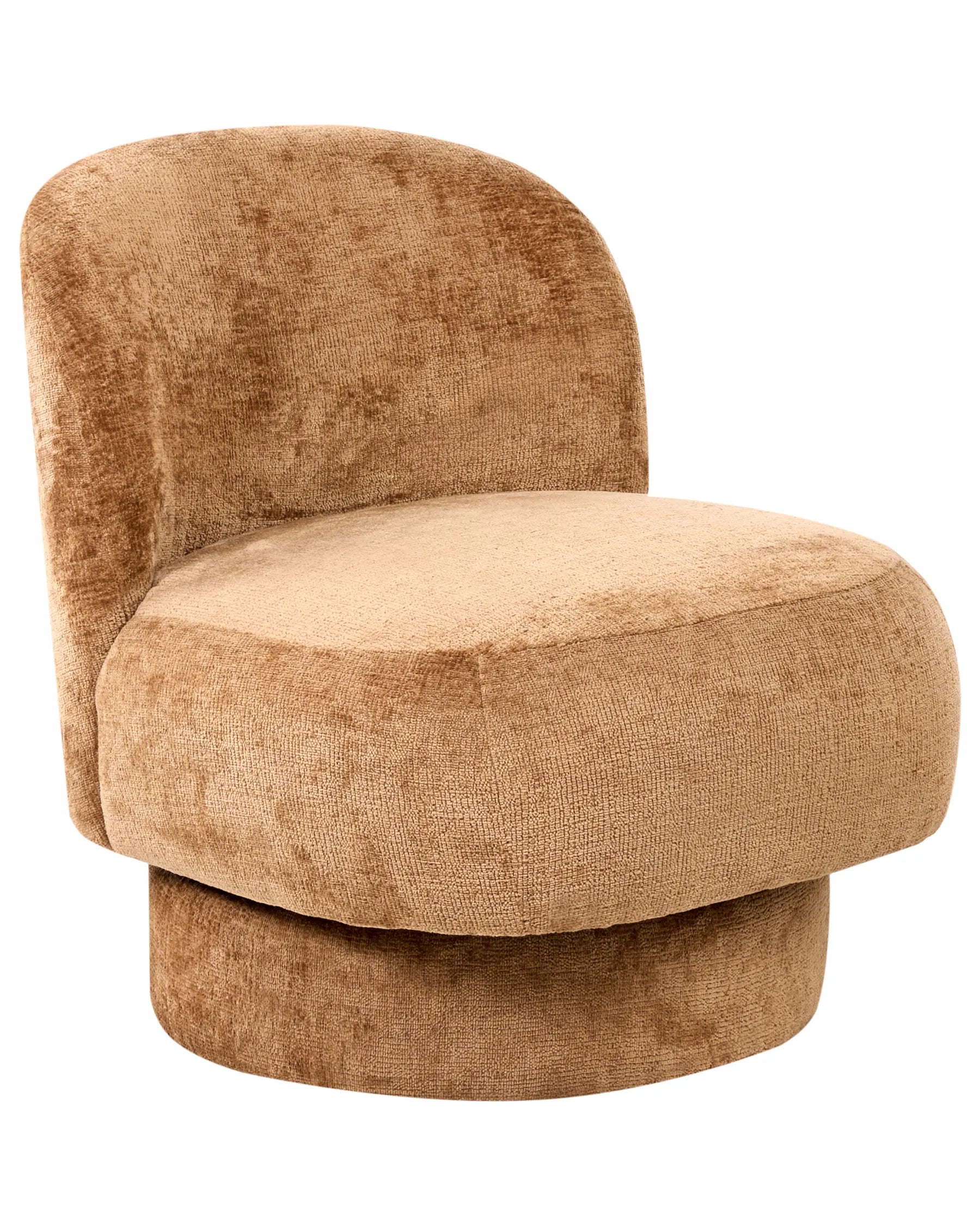 Swivel Armchair AYLO Chenille Golden Brown