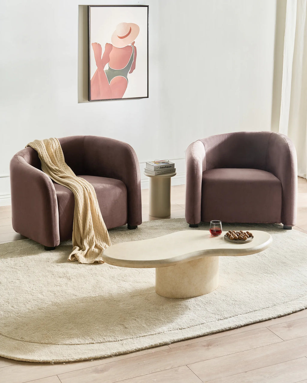 Armchair VELTADA Velvet Dark Brown