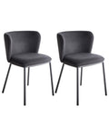 Set of 2 Dining Chairs MINA Fabric Black