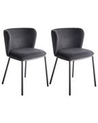 Set of 2 Dining Chairs MINA Fabric Black