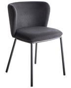 Set of 2 Dining Chairs MINA Fabric Black