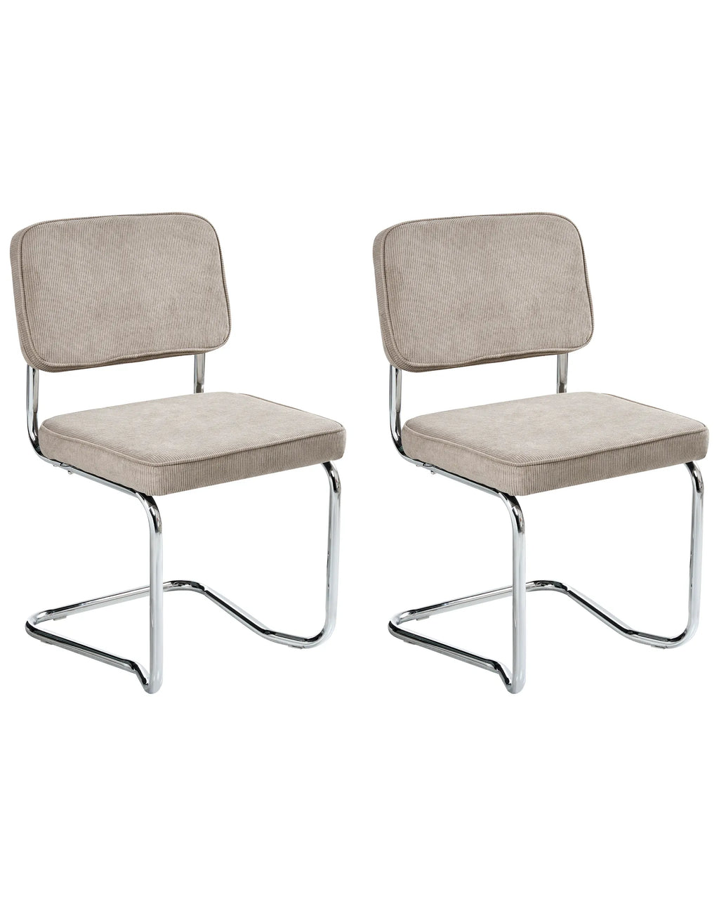 Set of 2 Dining Chairs IRWIN Corduroy Taupe