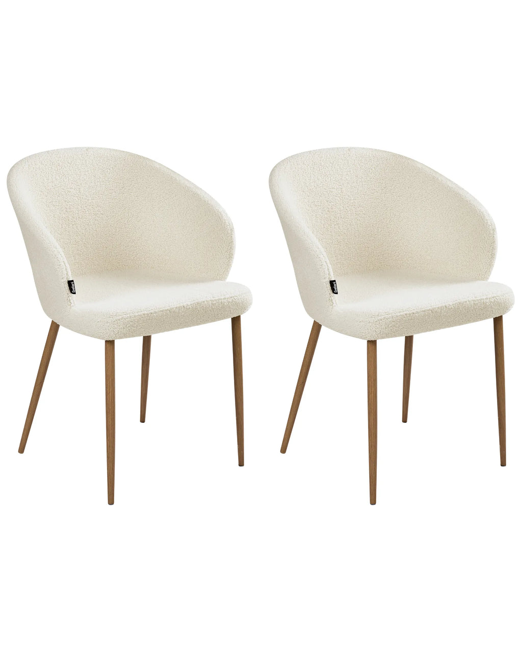 Set of 2 Dining Chairs MASON Boucle Off-White/ Light Brown