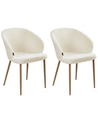 Set of 2 Dining Chairs MASON Boucle Off-White/ Light Brown