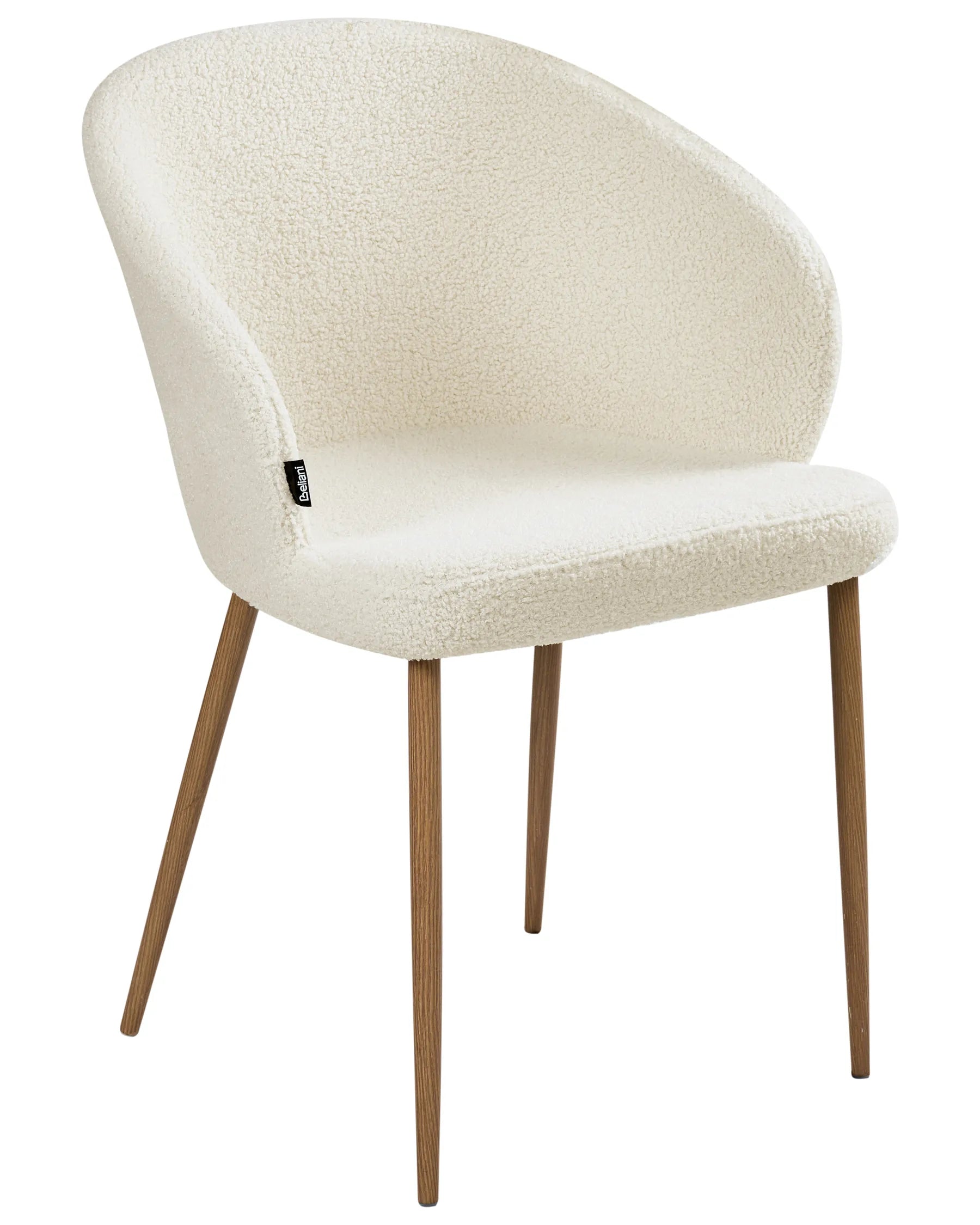Set of 2 Dining Chairs MASON Boucle Off-White/ Light Brown