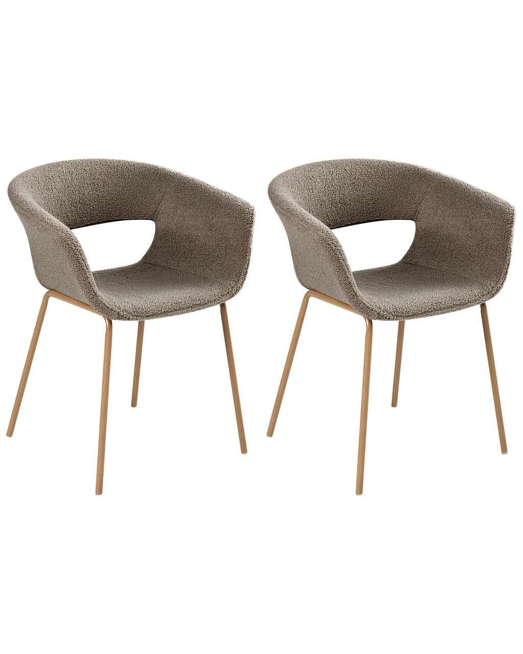 Set of 2 Dining Chairs ELMA Boucle Taupe
