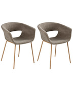 Set of 2 Dining Chairs ELMA Boucle Taupe